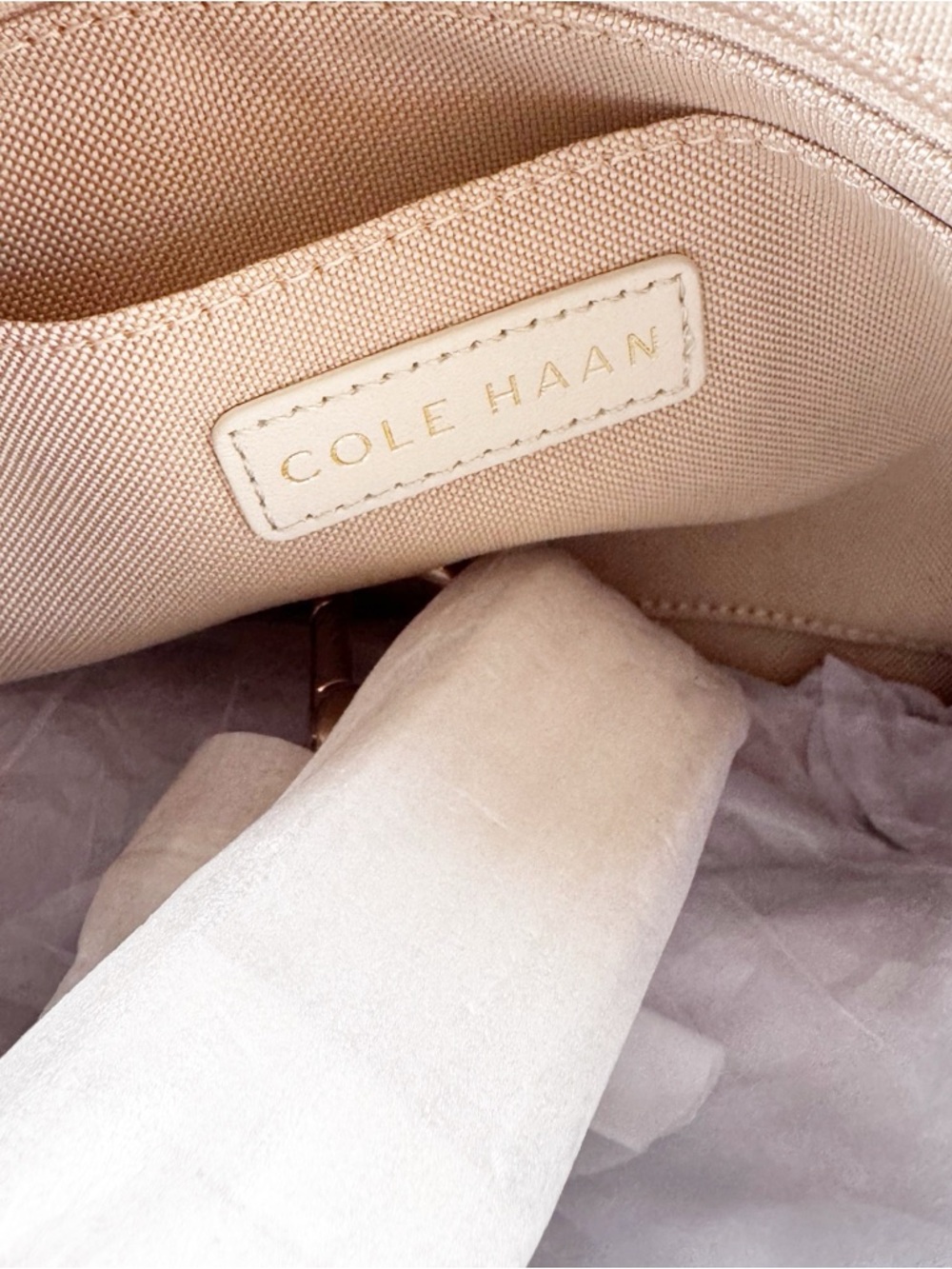 NWT Cole Haan Leather Grand Ambition Small Duffle Shoulder Bag Cream - Picture 15 of 16